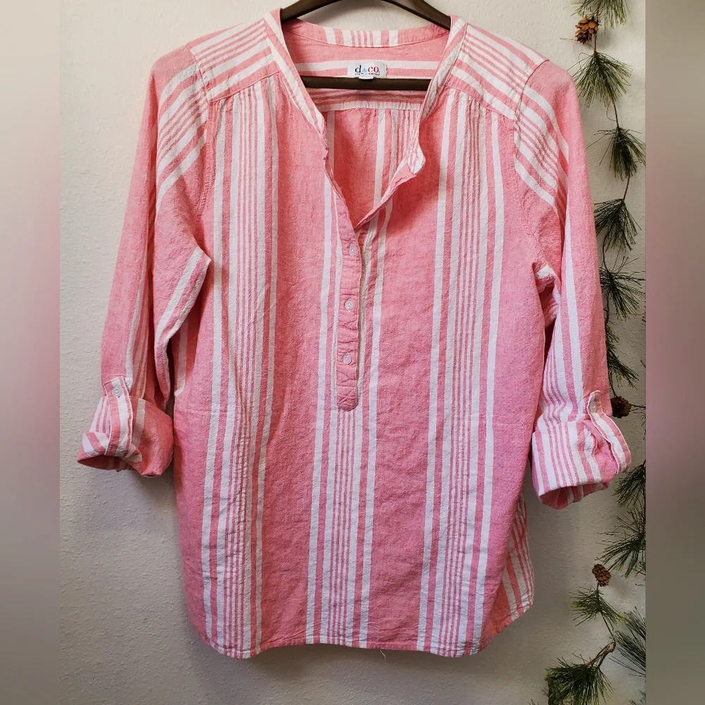 Denim & Co. Striped Yarn Dyed Woven Top - Picture 1 of 14